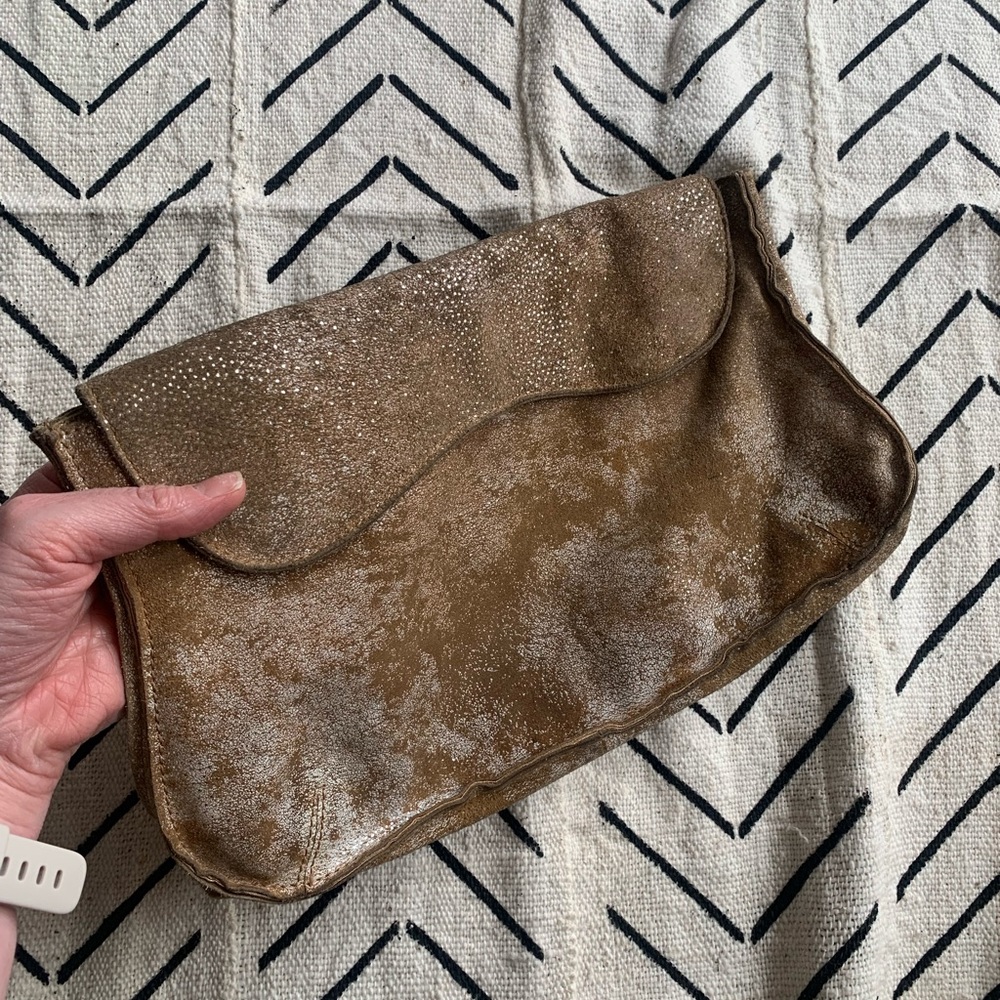 Anthropologie Miss Albright Specialty Wave Flap Leather Clutch